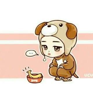 🍭 51ef57eb Kreskówka, Słodki, Pies, Banan, Dziecko telegram sticker