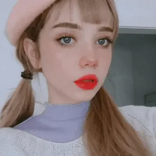 🥨 9d2ab8d0 女人, 女孩, 贝雷帽, 肖像, 美女, 人 whatsapp sticker