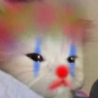 🤡 4cffbe6f แมว, ตัวตลก, เศร้า, มีม, ตลก, สัตว์เลี้ยง, สัตว์ telegram sticker