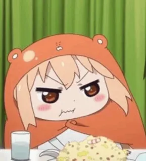 😑 4edafbd6 Umaru Doma Himouto! Umaru-chan 애니메이션, 우마루, 히모토, 귀여운, 곰, 후드티, 먹는 telegram sticker