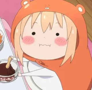 😐 872ce5bd Umaru Doma Himouto! Umaru-chan 애니메이션, 만화, 우마루, 도마, 후드티, 주황색, 귀여운, 캐릭터 telegram sticker