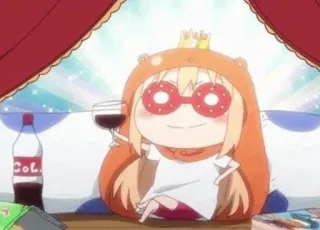 😎 d9e32794 Umaru Himouto! Umaru-chan 애니메이션, 만화, 귀여운, 웃긴, 우마루, 와인 telegram sticker