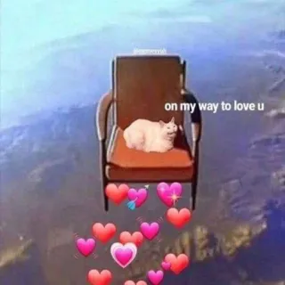 🩰 4ad7ca04 on my way to love u gato, cadeira, corações, amor, meme telegram sticker
