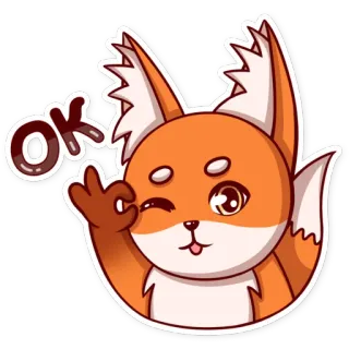 👌 a5f90019 OK volpe, ok, animale, carino, adesivo, cartone animato telegram sticker