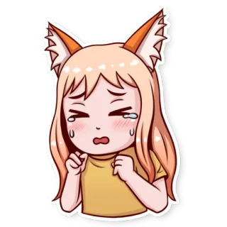 😭 c3f73005 Anime, Piangere, Triste, Ragazza, Orecchie da volpe, Emozioni, Kawaii telegram sticker