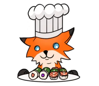 🍣 90cdb9fc renard, chef, sushi, nourriture, dessin animé, mignon, animal, cuisine japonaise telegram sticker