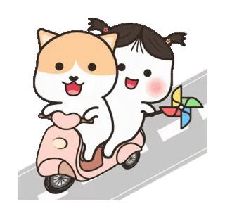 🛵 9bf1cb72 cartoon, dog, girl, scooter, cute, kawaii, pinwheel telegram sticker