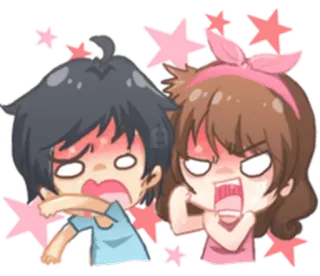 😡 9d6da9f9 만화, 화난, 좌절한, 애니메이션, 커플, 짜증난 telegram sticker