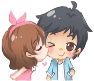 😘 e4e0419c 키스, 사랑, 커플, 만화, 애정, 로맨스, 귀여운 telegram sticker