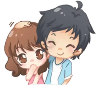 😐 fe874c85 만화, 커플, 사랑, 귀여운, 포옹, 로맨스 telegram sticker