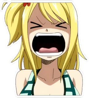 😫 54425104 Lucy Heartfilia Fairy Tail Anime, Dessin animé, Fairy Tail, Lucy Heartfilia, Excité(e), Expression whatsapp sticker