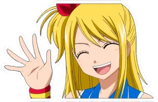 👋 e6916291 Lucy Heartfilia Fairy Tail Animé, Dessin animé, Lucy Heartfilia, Fairy Tail, Blonde, Salutation whatsapp sticker