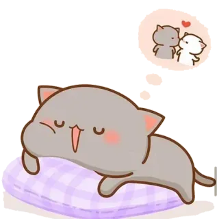 😗 0b614b28 cat, sleeping, cute, kawaii, kitten, pillow, animal, cartoon telegram sticker