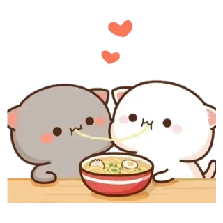 🍱 93325668 cats, noodles, cute, kawaii, cartoon, food telegram sticker