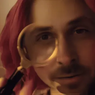 🔎 023a4cdb mężczyzna, różowe włosy, lupa, patrzy, portret, twarz telegram sticker