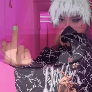 🖕 3bb9d009 środkowy palec, obraźliwy gest, styl anime, kreskówka, portret, osoba telegram sticker