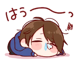 🥺 a16ef155 はぁっ 피곤한, 지친, 누워있는, 애니메이션, 치비, 만화, 지쳐 telegram sticker