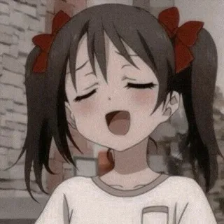 😆 0a199e63 Nico Yazawa Love Live! Anime, Gadis, Lucu, Kuncir dua, Pita merah, Idola sekolah telegram sticker