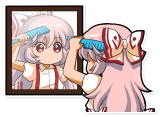 😌 11d467e2 Chibi, Anime, Pelo, Lindo, Chica, Espejo, Reflejo, Cuidado del Cabello telegram sticker