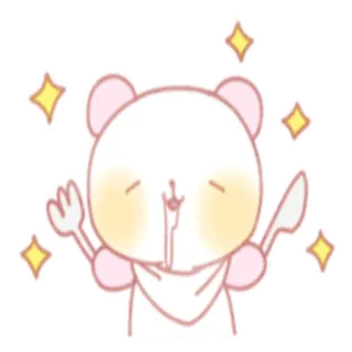 🤤 79ded42a ours, mignon, fourchette, couteau, paillettes, kawaii, repas telegram sticker