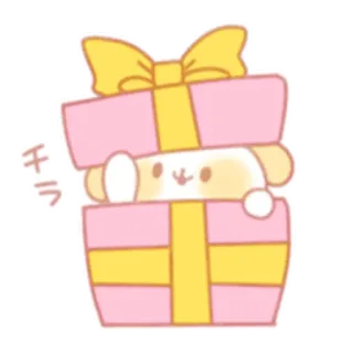 🎁 c2241fe8 チラ cadeau, présent, mignon, nœud, paquet, chien telegram sticker