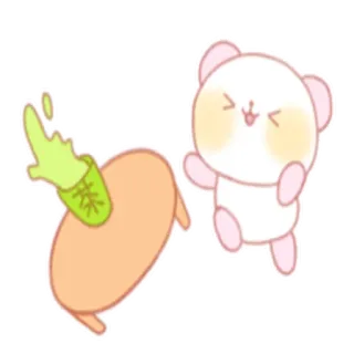 🙃 fe300aed mignon, kawaii, ours, carotte, autocollant, nourriture, animal telegram sticker