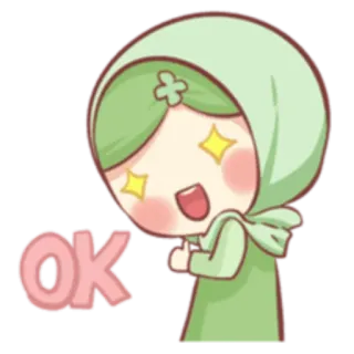 👍 a28a5602 OK gadis, anime, ok, kartun, hijab whatsapp sticker