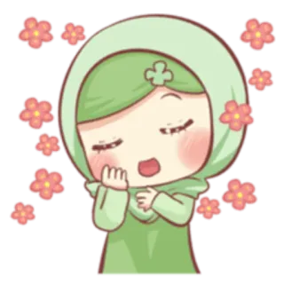😌 de0f3b10 Hijab, Muslim, Islam, Wanita, Bunga, Kartun, Lucu, Gadis whatsapp sticker