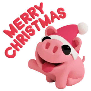 🎉 4a9a8570 MERRY CHRISTMAS christmas, pig, holiday, santa hat telegram sticker