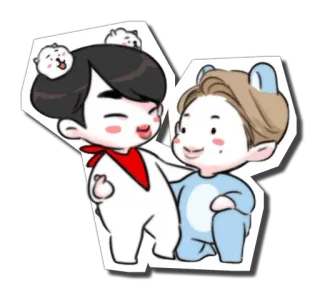🍙 9dc07eab imut, kpop, kartun, chibi, karakter telegram sticker