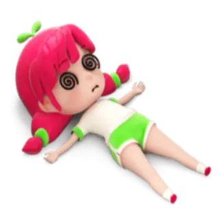 😵 38a634d8 chibi, anime, girl, dizzy, cartoon, character, lying down telegram sticker