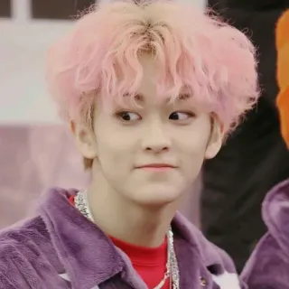 🌑 512ae06c người, tóc xoăn, chân dung, đàn ông, tóc hồng, Hàn Quốc telegram sticker