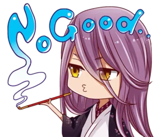 😒 2043d90e No Good 动漫, Q版, 可爱, 吸烟, 不好 telegram sticker