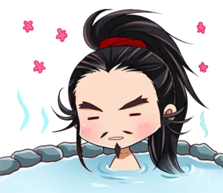 🛀 3d86c235 卡通, Q版, 温泉, 温泉, 放松, 动漫, 洗澡 telegram sticker