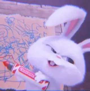 🐰 0f610b8b Snowball The Secret Life of Pets CRAYONS cartoon, bunny, rabbit, crayon, drawing telegram sticker