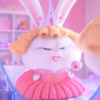 🐰 37591b7b Snowball The Secret Life of Pets rabbit, bunny, princess, crown, pink, cute, animated, pet telegram sticker