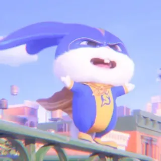 🐰 91b32758 Snowball The Secret Life of Pets rabbit, bunny, superhero, cape, cartoon, animation, pet telegram sticker