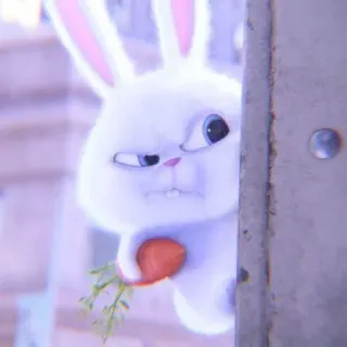 🐰 ee2c3302 Snowball The Secret Life of Pets bunny, rabbit, snowball, the secret life of pets, carrot, cartoon, animal, pet telegram sticker