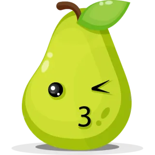 😙 25e9b4d4 3: 梨, フルーツ, ウィンク, かわいい, 可愛い, 絵文字 telegram sticker