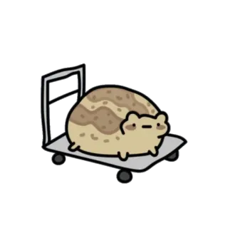 👁 0c90f826 gato, fofo, animal, desenho animado, pão de forma, carrinho de mão, entrega, engraçado telegram sticker