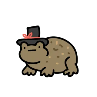 🎩 321736e2 rã, sapo, chapéu, animal, fofo, desenho animado, anfíbio, ilustração telegram sticker