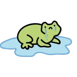 😭 4b9759a6 rã, chorando, triste, lágrimas, desenho animado, animal, verde, anfíbio telegram sticker