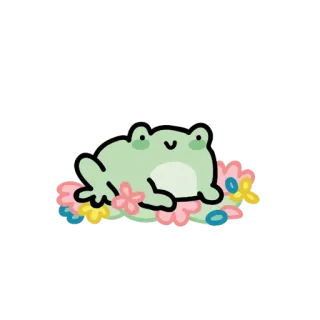 😊 8c2c2e89 rã, fofo, kawaii, flores, adesivo, anfíbio, natureza telegram sticker