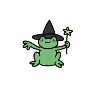 🧙‍♀️ a10819cf rã, bruxa, mago, magia, desenho animado, animal telegram sticker
