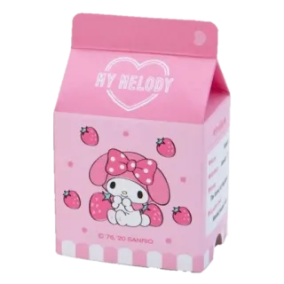 🥛 ddded274 My Melody MY MELODY My Melody, Sanrio, truskawka, słodkie, kawaii, różowy, kartonik mleka telegram sticker