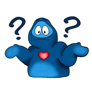 🤔 7b2bb659 물음표, 하트, 파란색, 만화, 불확실, 문의, 질문 telegram sticker