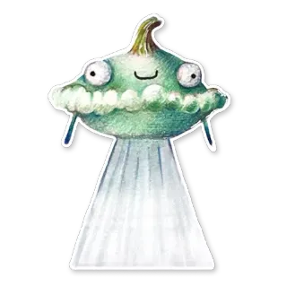 👽 42dfc5cb ufo, alieno, verde, cartone animato, astronave, carino telegram sticker