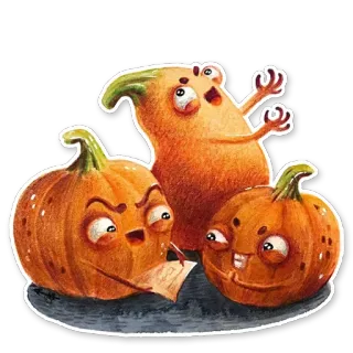 😁 a238bd3e zucca, halloween, personaggio, divertente, verdura, spaventoso telegram sticker