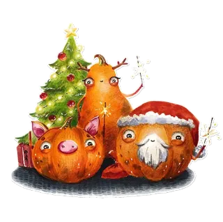 🎄 e4b45e04 zucca, natale, babbo natale, maiale, vacanza, festivo telegram sticker