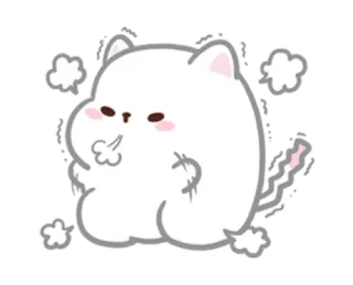 😤 bb54b2be แมว, การ์ตูน, น่ารัก, สติกเกอร์, สัตว์, สีขาว telegram sticker